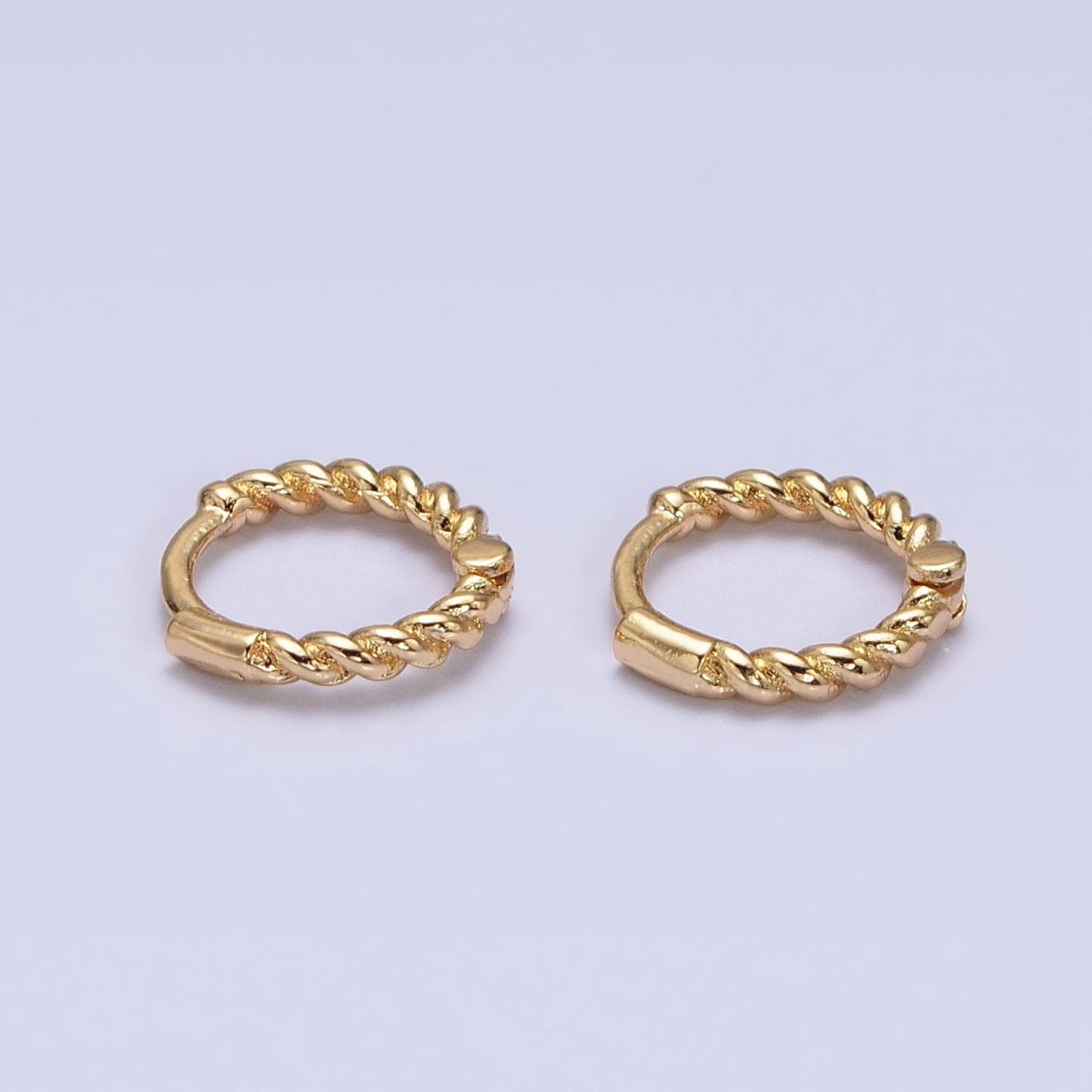 Gold, Silver Twisted Croissant Thin 11mm Cartilage Huggie Earrings | AB944 AB945 - DLUXCA