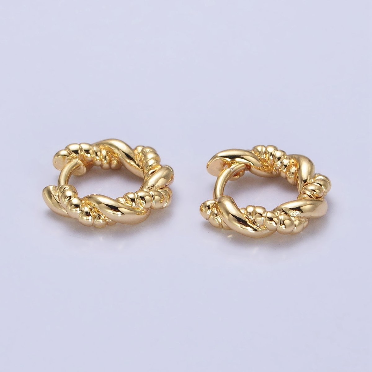 Gold, Silver Twisted Rope Croissant 12mm Huggie Hoop Earrings | AB551 AB552 - DLUXCA