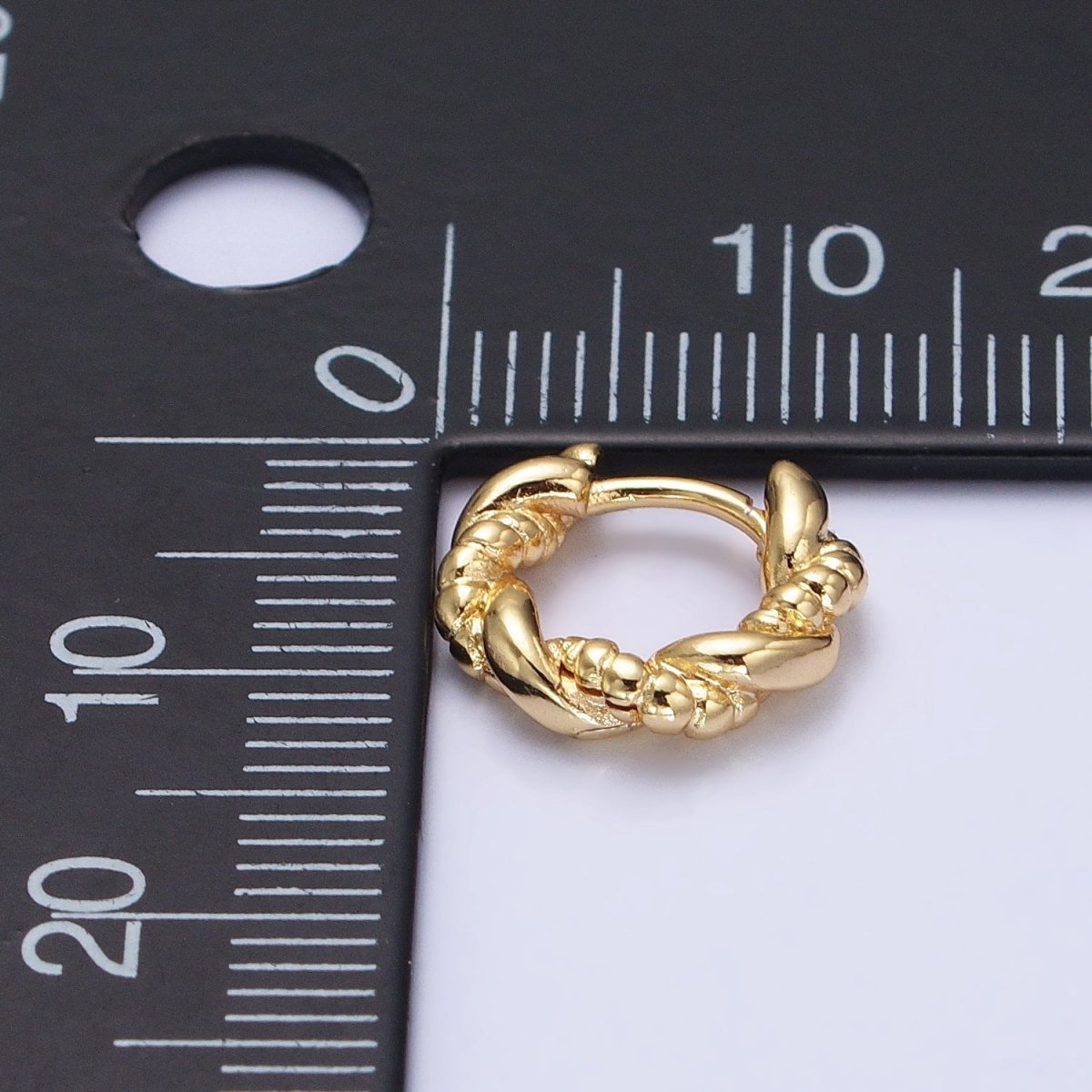 Gold, Silver Twisted Rope Croissant 12mm Huggie Hoop Earrings | AB551 AB552 - DLUXCA