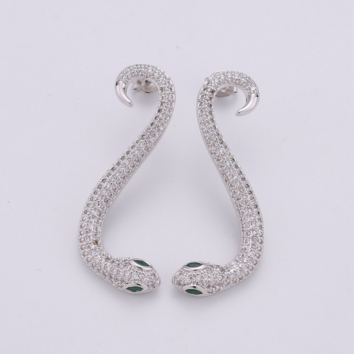 Gold snake earrings asp cleopatra toga serpent dangle 40mm long lightweight earrings Serpent snake Jewelry Micro pave Stud Earring Q-172 Q-173 - DLUXCA