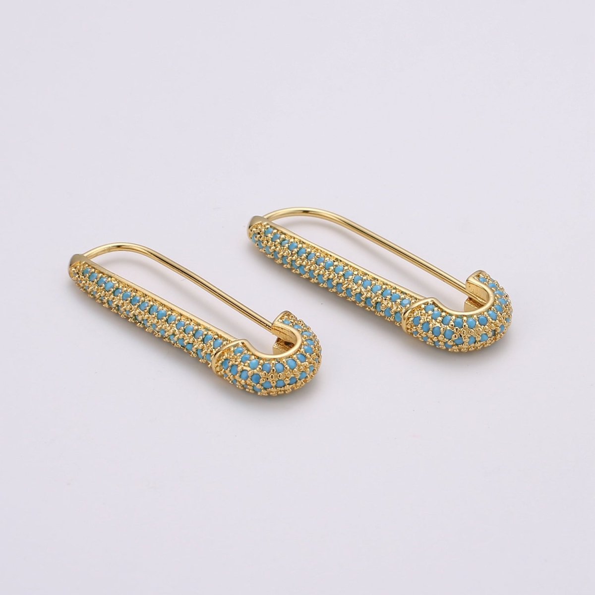 Gold Sparkly safety pin Pendant- medium safety pins Charm Holder pave safety for Bridal Jewelry minimal modern Supply K-604 - K-610 - DLUXCA