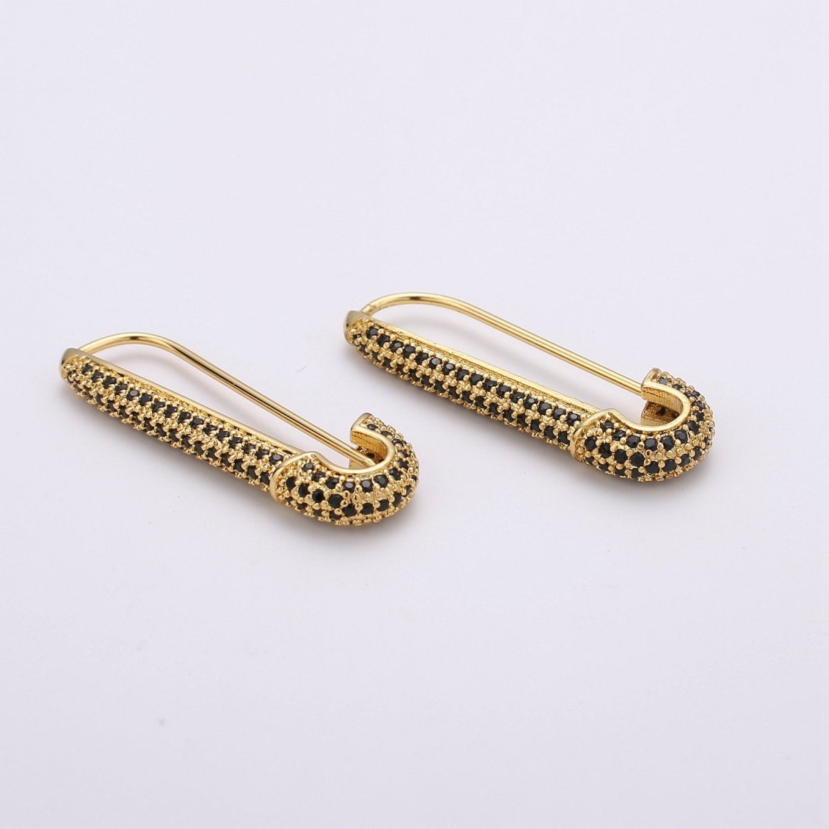 Gold Sparkly safety pin Pendant- medium safety pins Charm Holder pave safety for Bridal Jewelry minimal modern Supply K-604 - K-610 - DLUXCA