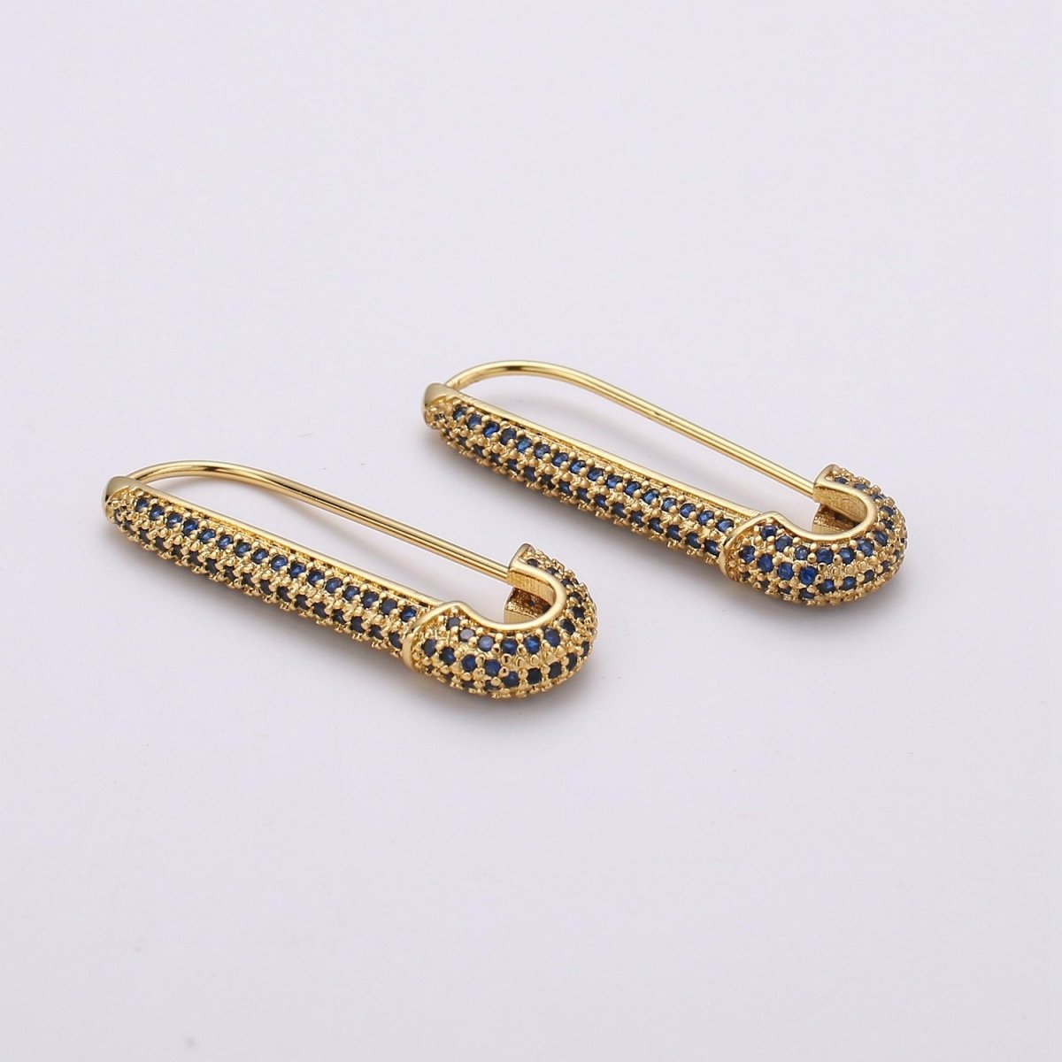 Gold Sparkly safety pin Pendant- medium safety pins Charm Holder pave safety for Bridal Jewelry minimal modern Supply K-604 - K-610 - DLUXCA