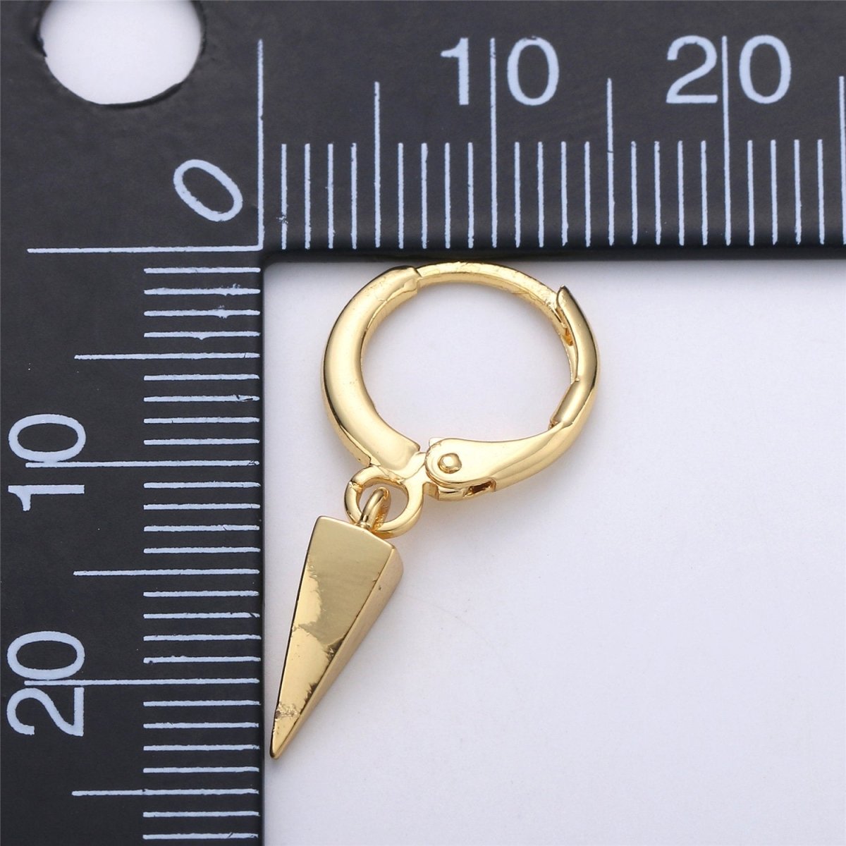 Gold spike earring, Spike hoop earrings, Spike huggie, Gift for her, Tiny hoop earrings, bridesmaid gift, Dangle earrings Charm P-043 - DLUXCA