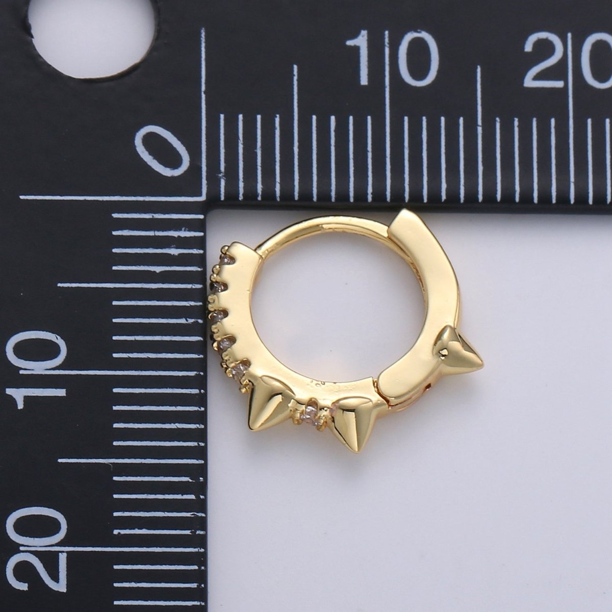 Gold Spike hoops, Tiny Spike Earrings, hoop spike earrings, mini hoops, mini earrings, minimalist earrings, huggie hoops, Dainty hoops P-050 - DLUXCA