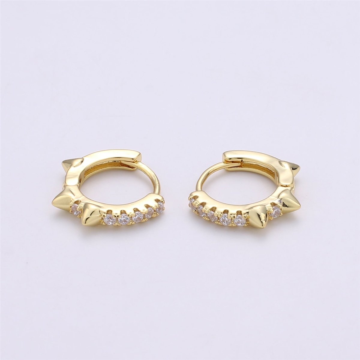 Gold Spike hoops, Tiny Spike Earrings, hoop spike earrings, mini hoops, mini earrings, minimalist earrings, huggie hoops, Dainty hoops P-050 - DLUXCA