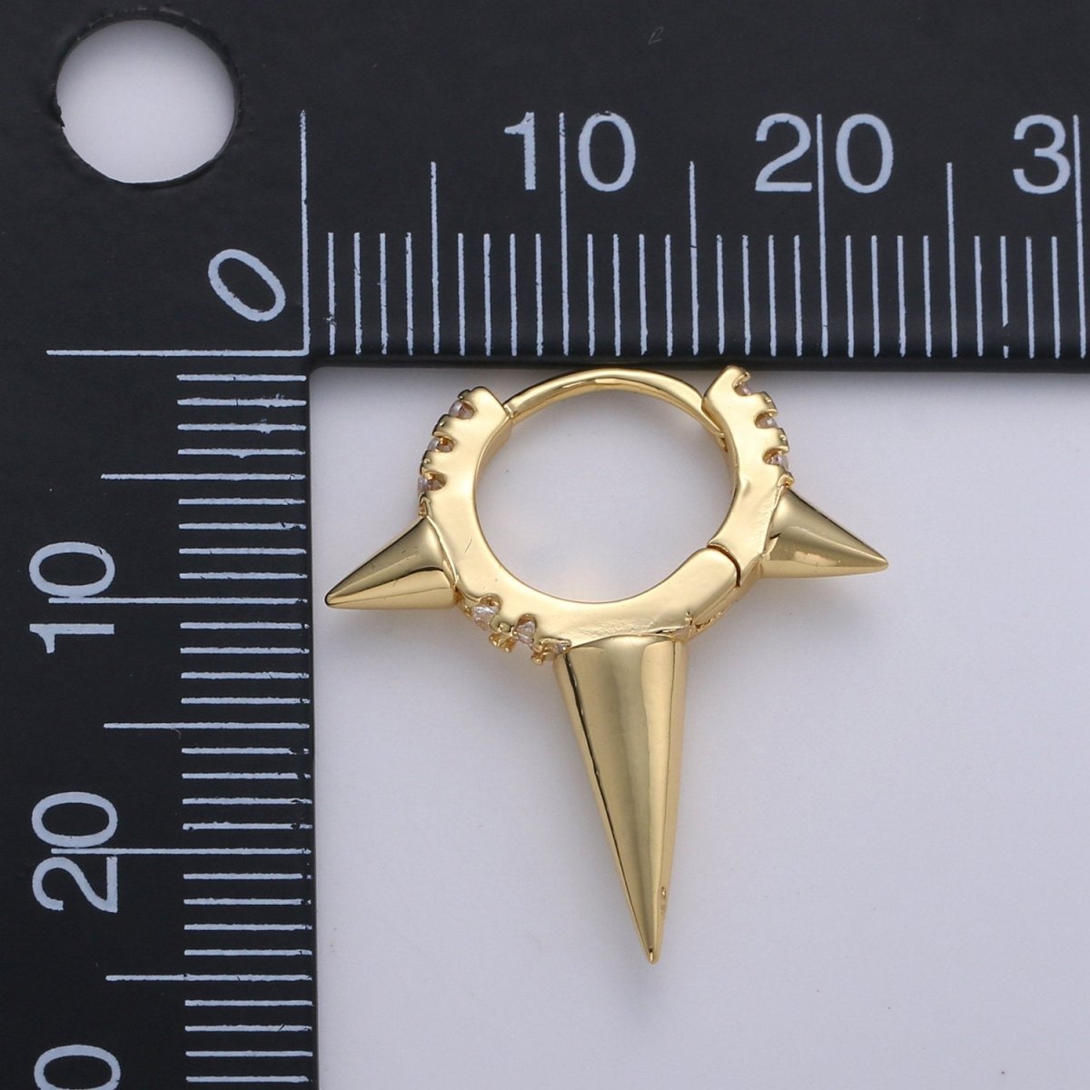 Gold Spiky Earrings, Spike Hoop Earrings, Dainty Huggie Earrings, Minimalist Earring, Small Gold Hoops Earring, Dainty Drop Earring K-708 - DLUXCA