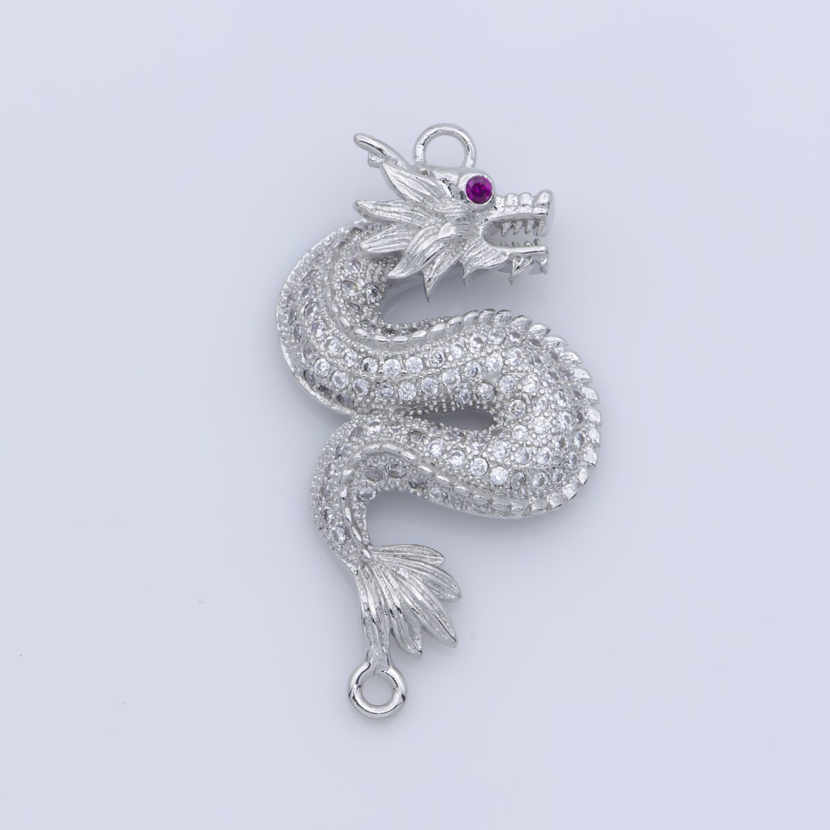 Gold Spirit Mythical Majesty Dragon Chinese Legend Belief DIY Cubic Zirconia Bracelet Charm Bead Finding CONNECTOR For Jewelry Making F-245 - DLUXCA