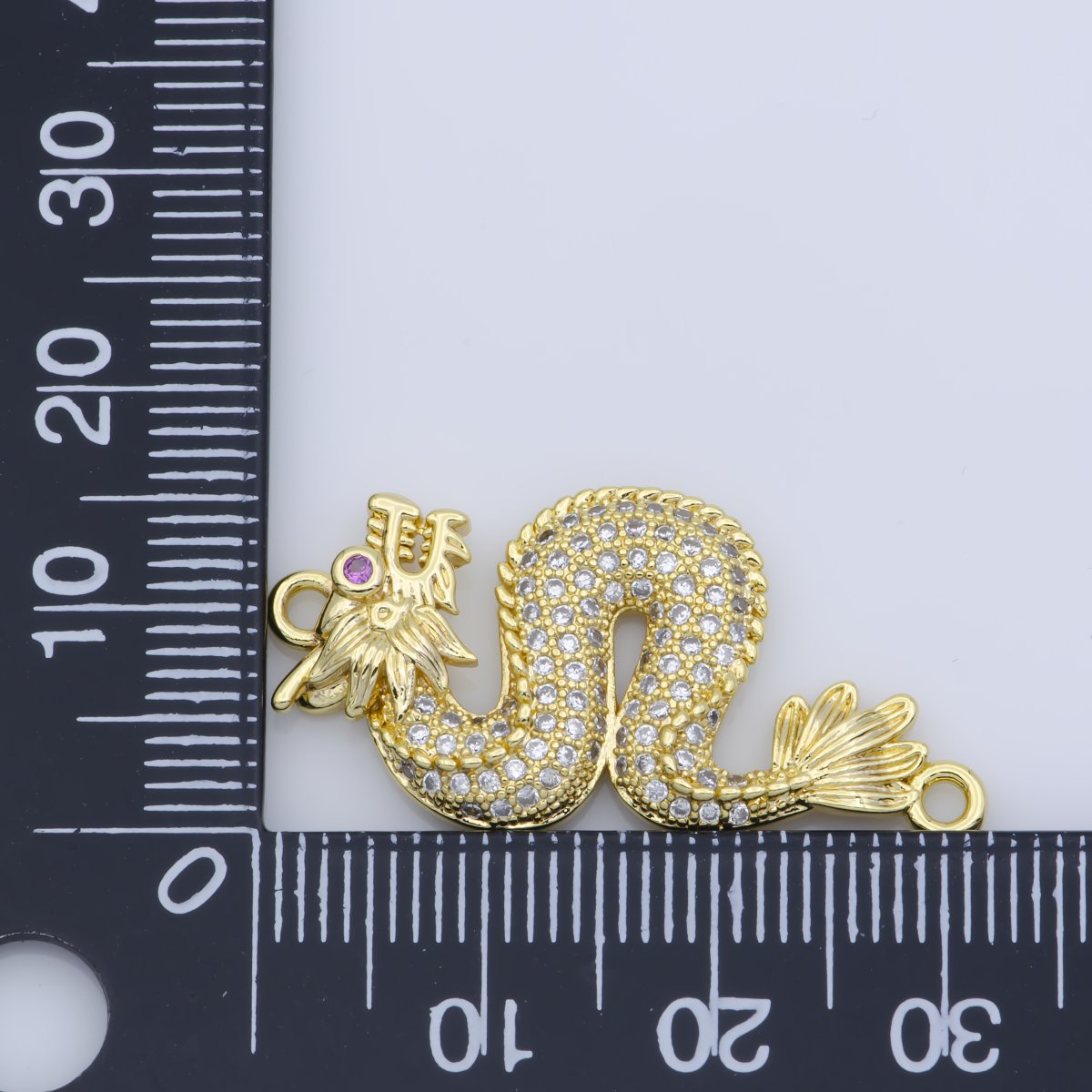Gold Spirit Mythical Majesty Dragon Chinese Legend Belief DIY Cubic Zirconia Bracelet Charm Bead Finding CONNECTOR For Jewelry Making F-245 - DLUXCA