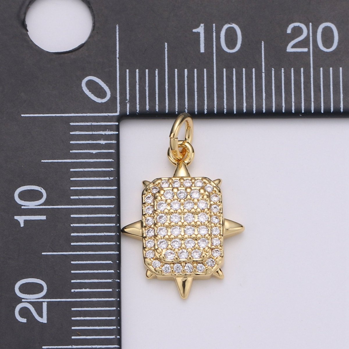Gold Square Stud Charm, Micro Pave Cz Geometric Pendant, 20x14mm geometric Square charm for necklace earring bracelet supply D-527 D-528 - DLUXCA