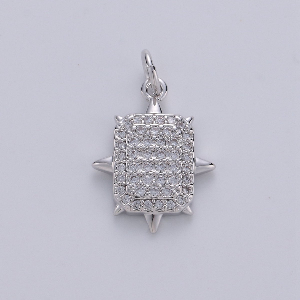 Gold Square Stud Charm, Micro Pave Cz Geometric Pendant, 20x14mm geometric Square charm for necklace earring bracelet supply D-527 D-528 - DLUXCA