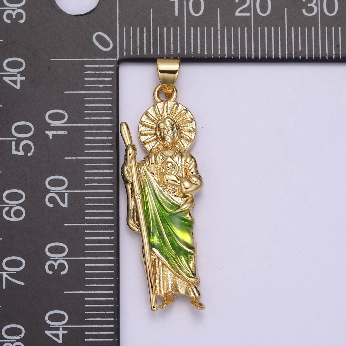 Gold St Jude Pendant San Judas Tadeo Medalla Charm medallion Patron Saint of Hopeless Cause Rosary Necklace Jewelry Supply N-1403 N-549 - DLUXCA