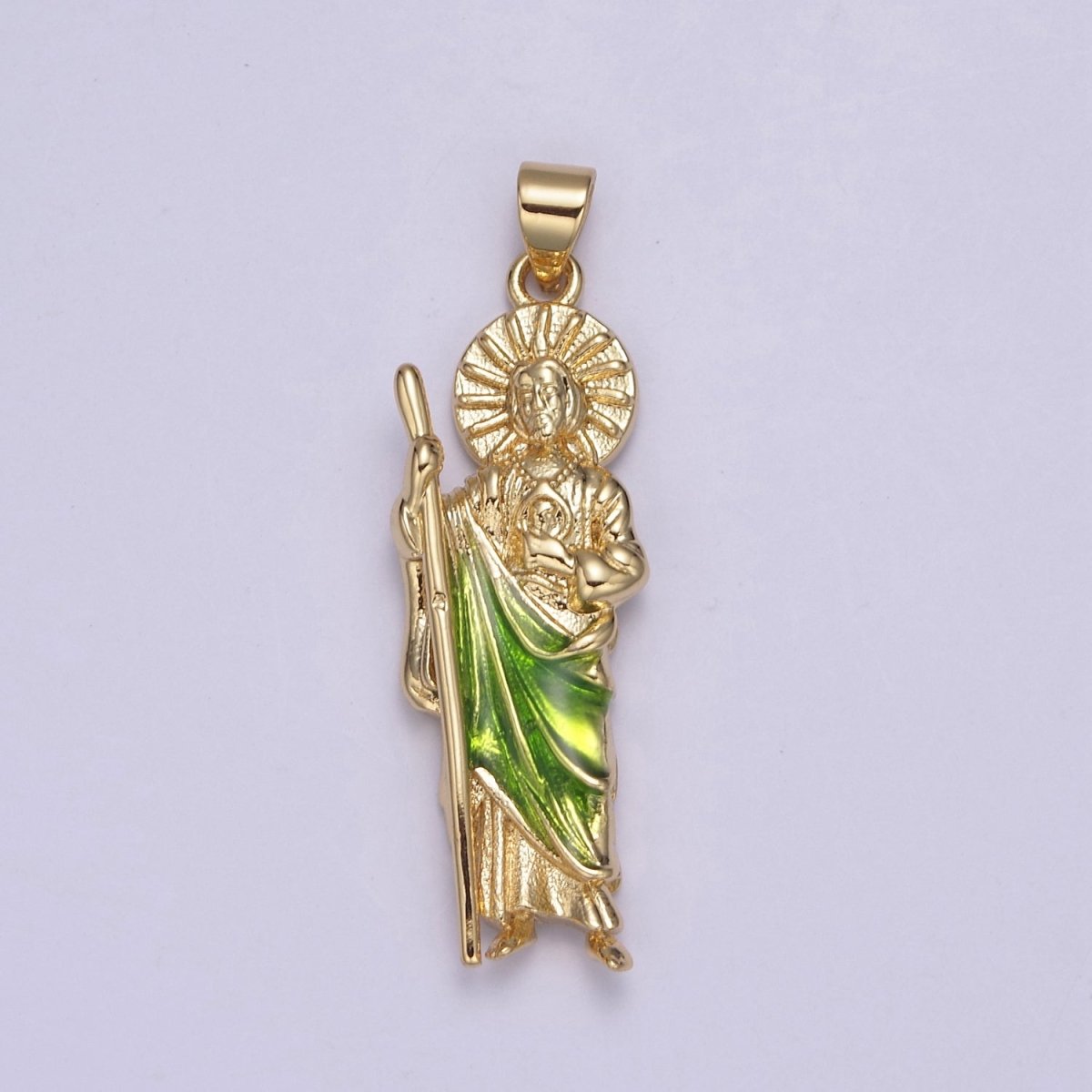 Gold St Jude Pendant San Judas Tadeo Medalla Charm medallion Patron Saint of Hopeless Cause Rosary Necklace Jewelry Supply N-1403 N-549 - DLUXCA
