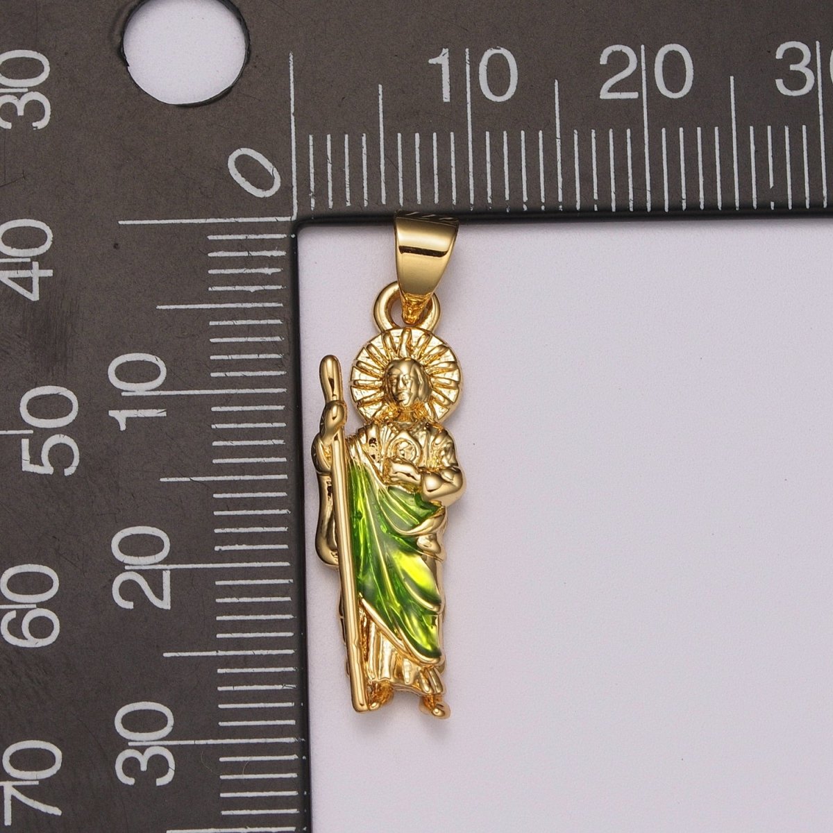 Gold St Jude Pendant San Judas Tadeo Medalla Charm medallion Patron Saint of Hopeless Cause Rosary Necklace Jewelry Supply N-1403 N-549 - DLUXCA