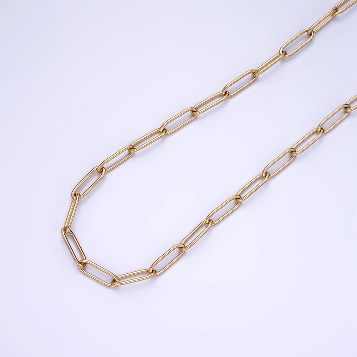 Gold Stainless Steel 11.7x3.9mm Paperclip Unfinished Chain by Yard | ROLL-1477 - DLUXCA