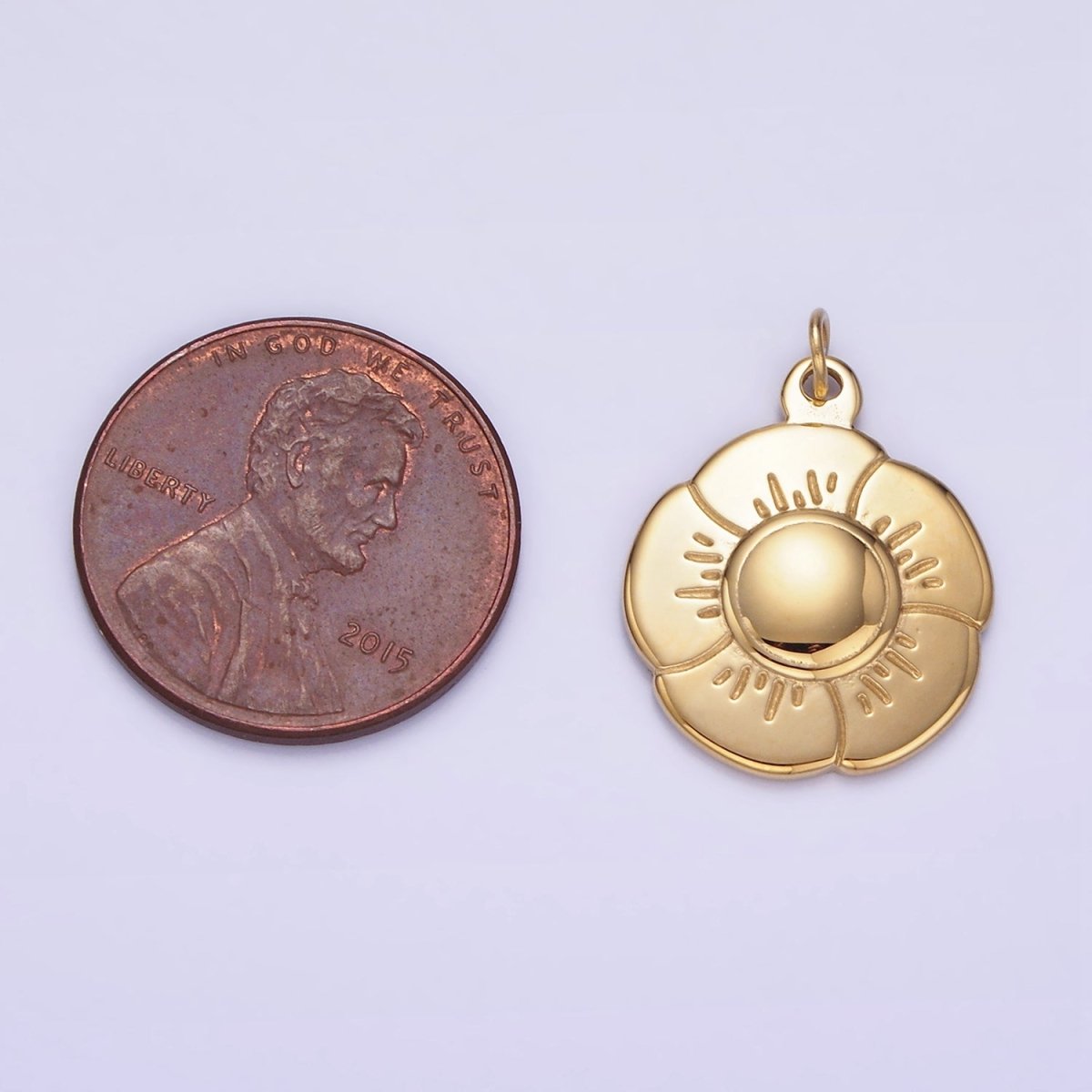 Gold Stainless Steel 16mm Hibiscus Flower Charm Minimalist Floral Charm | P932 - DLUXCA