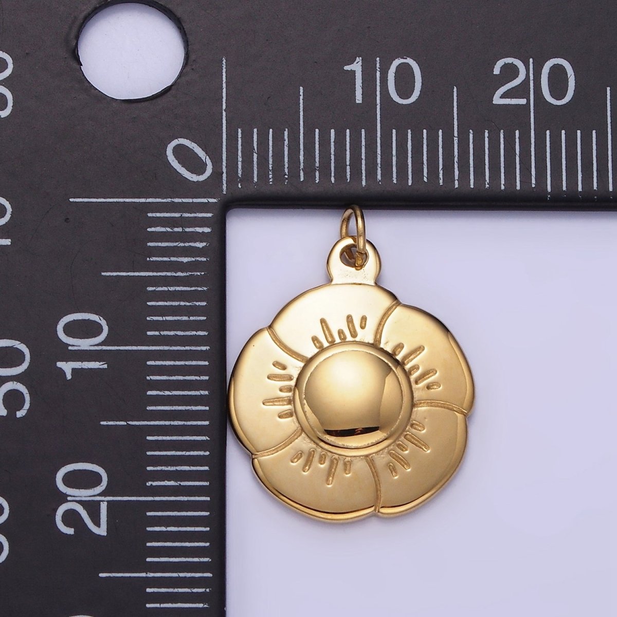 Gold Stainless Steel 16mm Hibiscus Flower Charm Minimalist Floral Charm | P932 - DLUXCA