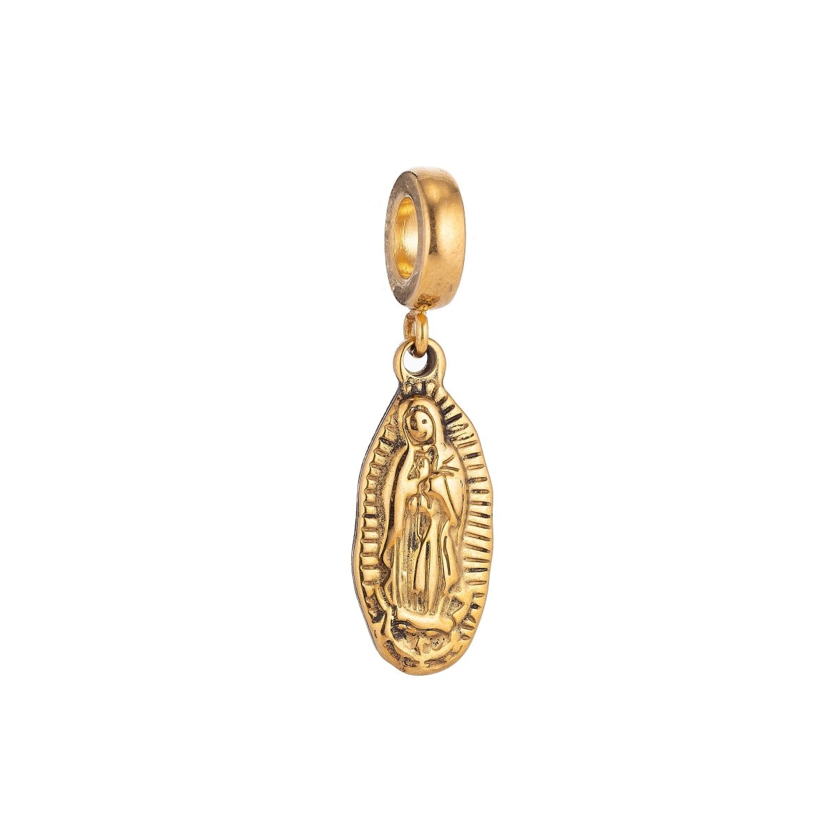 Gold Stainless Steel Antique Mary Mother Jesus Bracelet Charm Necklace Pendant Findings for Necklace Earring Charm Jewelry Making E-653 - DLUXCA