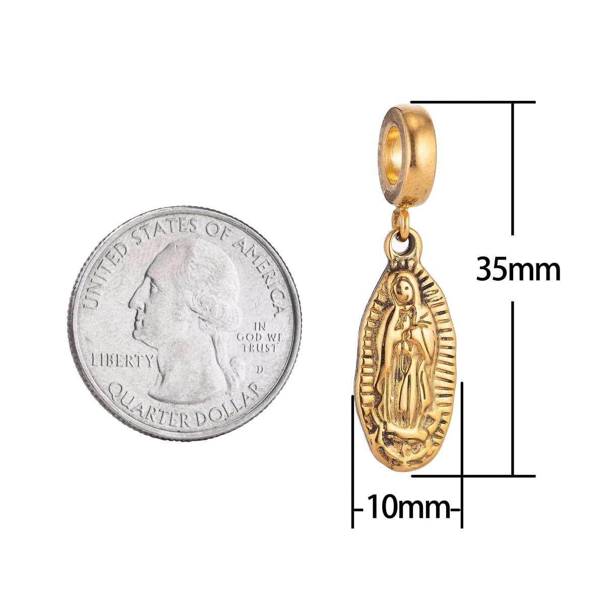 Gold Stainless Steel Antique Mary Mother Jesus Bracelet Charm Necklace Pendant Findings for Necklace Earring Charm Jewelry Making E-653 - DLUXCA