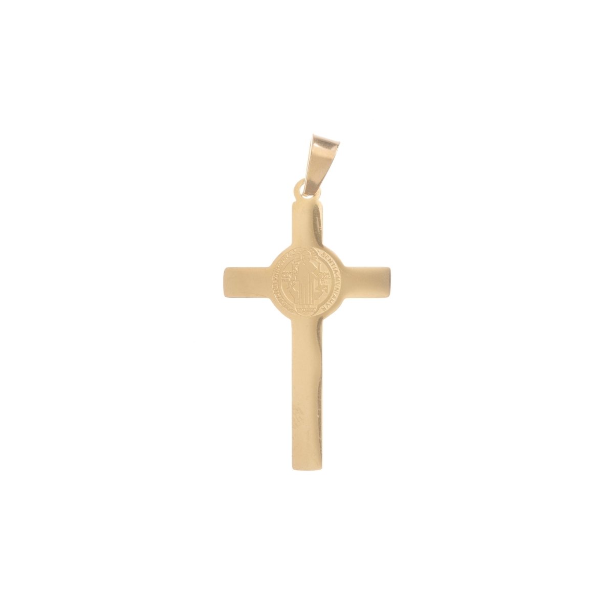 Gold Stainless Steel Holy Crucifix, Jesus Crux, St Benedict Cross Bails Findings for Earring Necklace Jewelry Making Supplies J-475 - DLUXCA