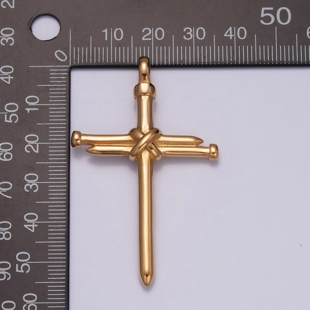 Gold Stainless Steel Nail Cross Necklace Pendant for Men Jewelry X-641 X-642 - DLUXCA