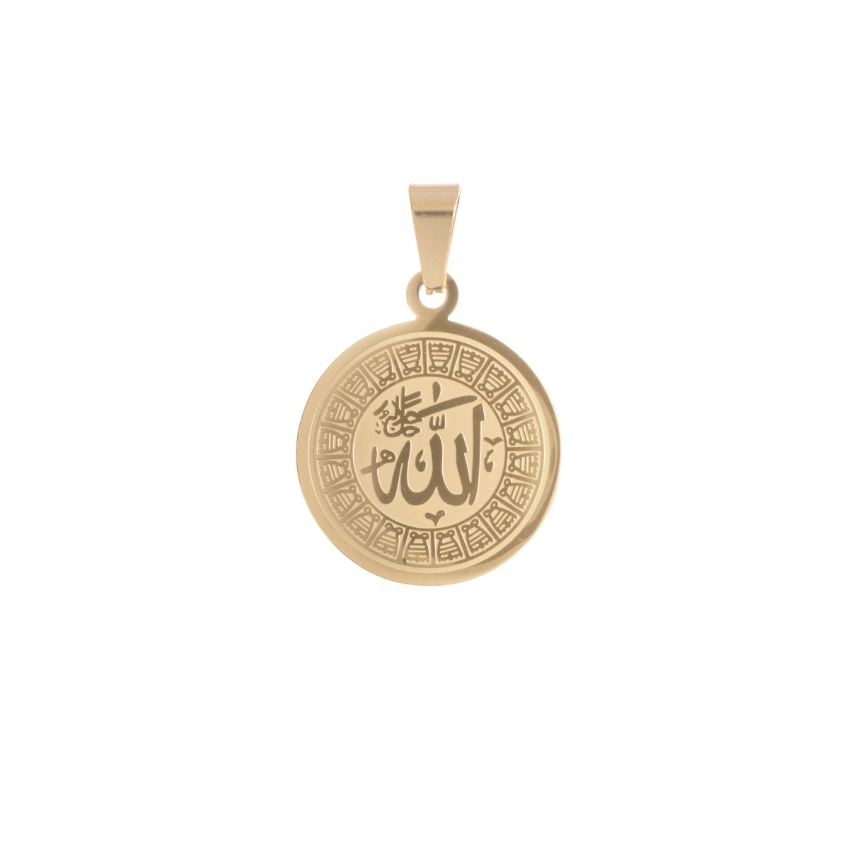 Gold Stainless Steel Religious Pendant, Islam, Moslem, Allah, Arabic Word, Bails Findings for Earring Necklace Jewelry Making Supplies J-478 - DLUXCA