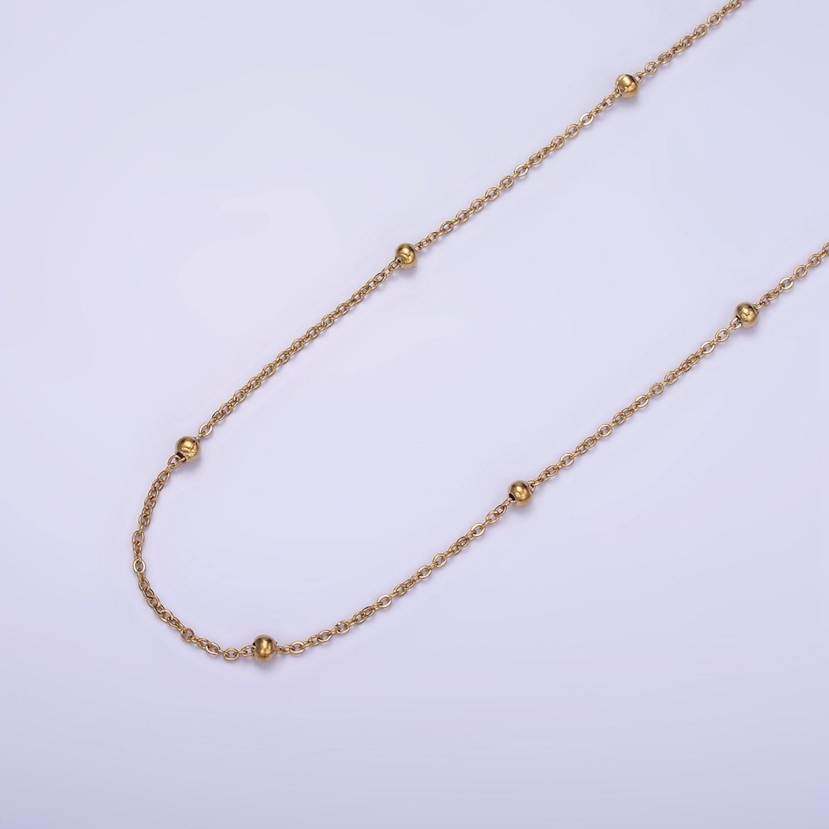 Gold Stainless Steel Satellite Chain by Yard Soldered Closed 1mm links with 2mm beads | ROLL-1470 - DLUXCA