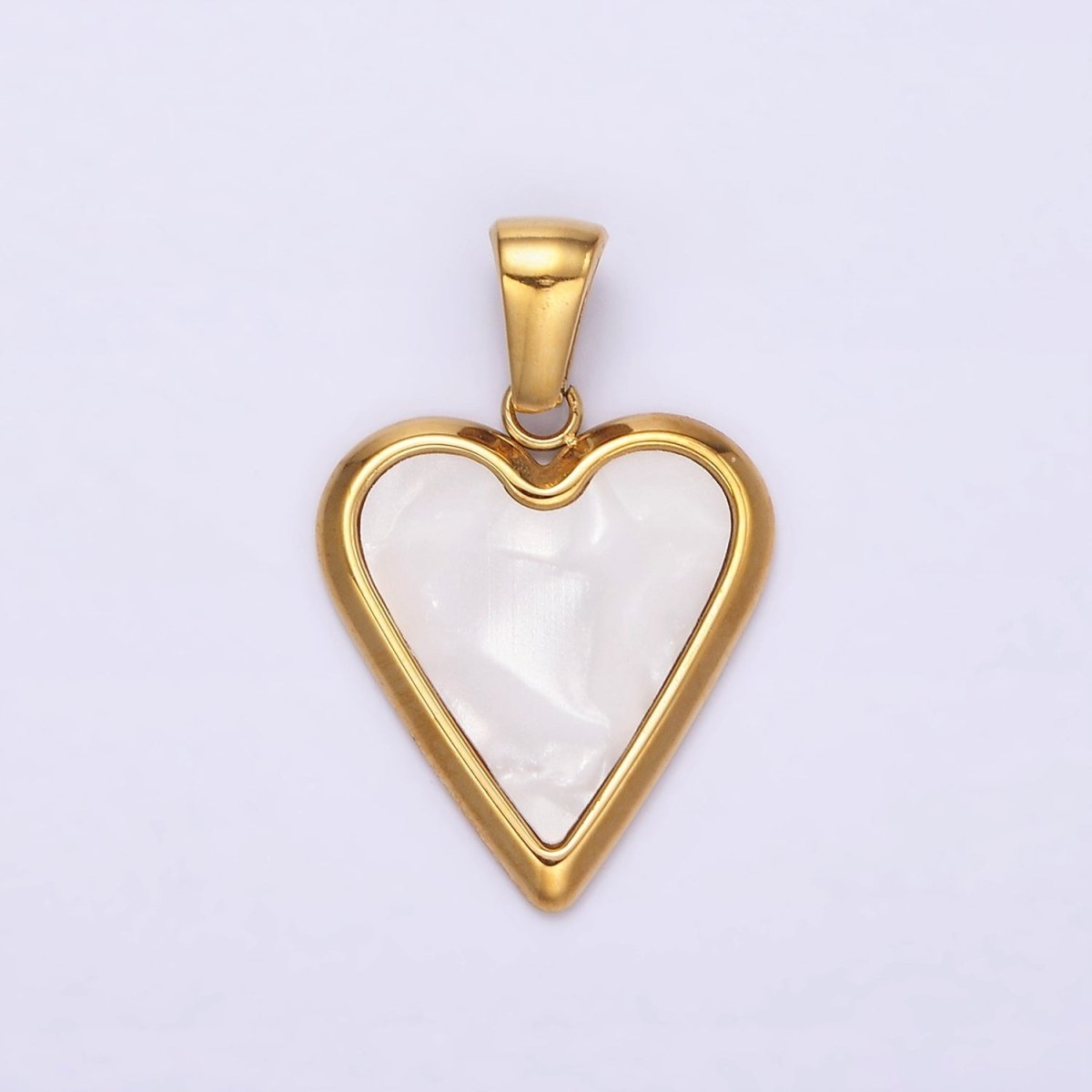 Gold Stainless Steel Shell Pearl Heart Charm Gold heart pendant White Black Heart Charm P-832 P-833 - DLUXCA
