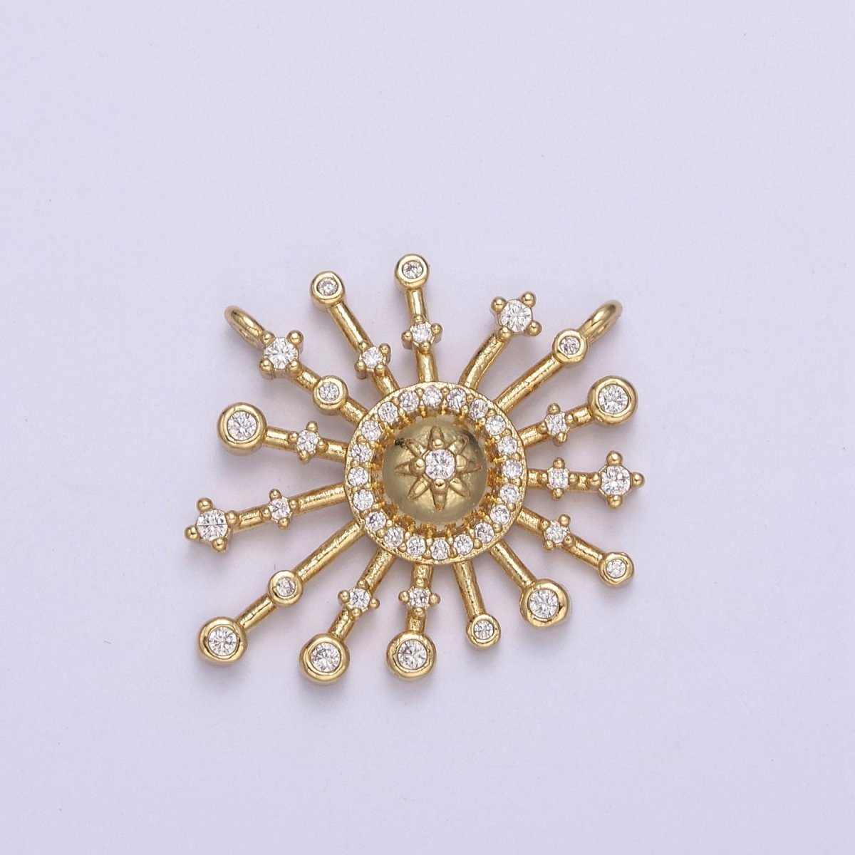 Gold Star Burst Charm Conenctor for Necklace Bracelet Component Celestial Jewelry Making F-660 - DLUXCA