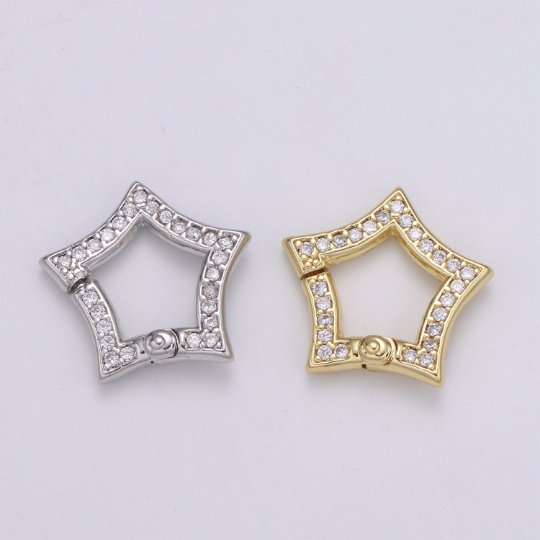 Gold Star Clasp Spring Gate Ring, Push Gate Ring Snap Click Lock 14K Gold Filled Clasp for Link Necklace Bracelet Connector L-169 L-170 - DLUXCA