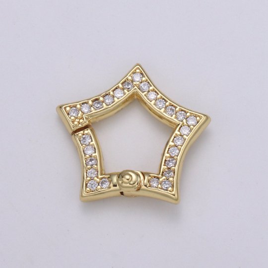 Gold Star Clasp Spring Gate Ring, Push Gate Ring Snap Click Lock 14K Gold Filled Clasp for Link Necklace Bracelet Connector L-169 L-170 - DLUXCA