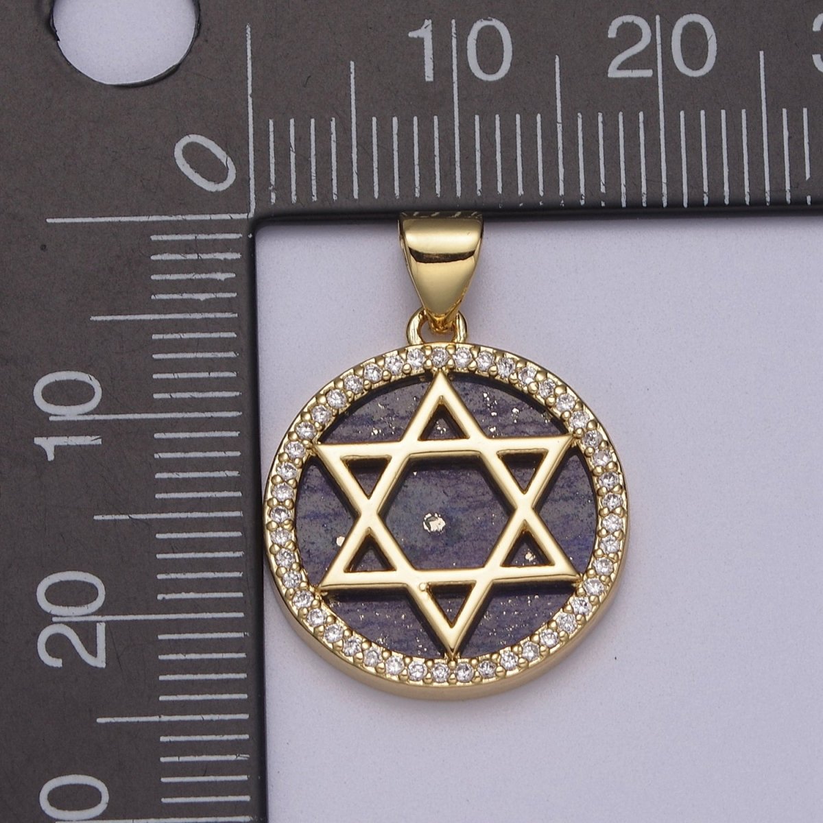 Gold Star David Pearl Medallion Pendant Round Disc Religious Jewish Jewelry for Necklace Earring Charm J-413 J-414 - DLUXCA