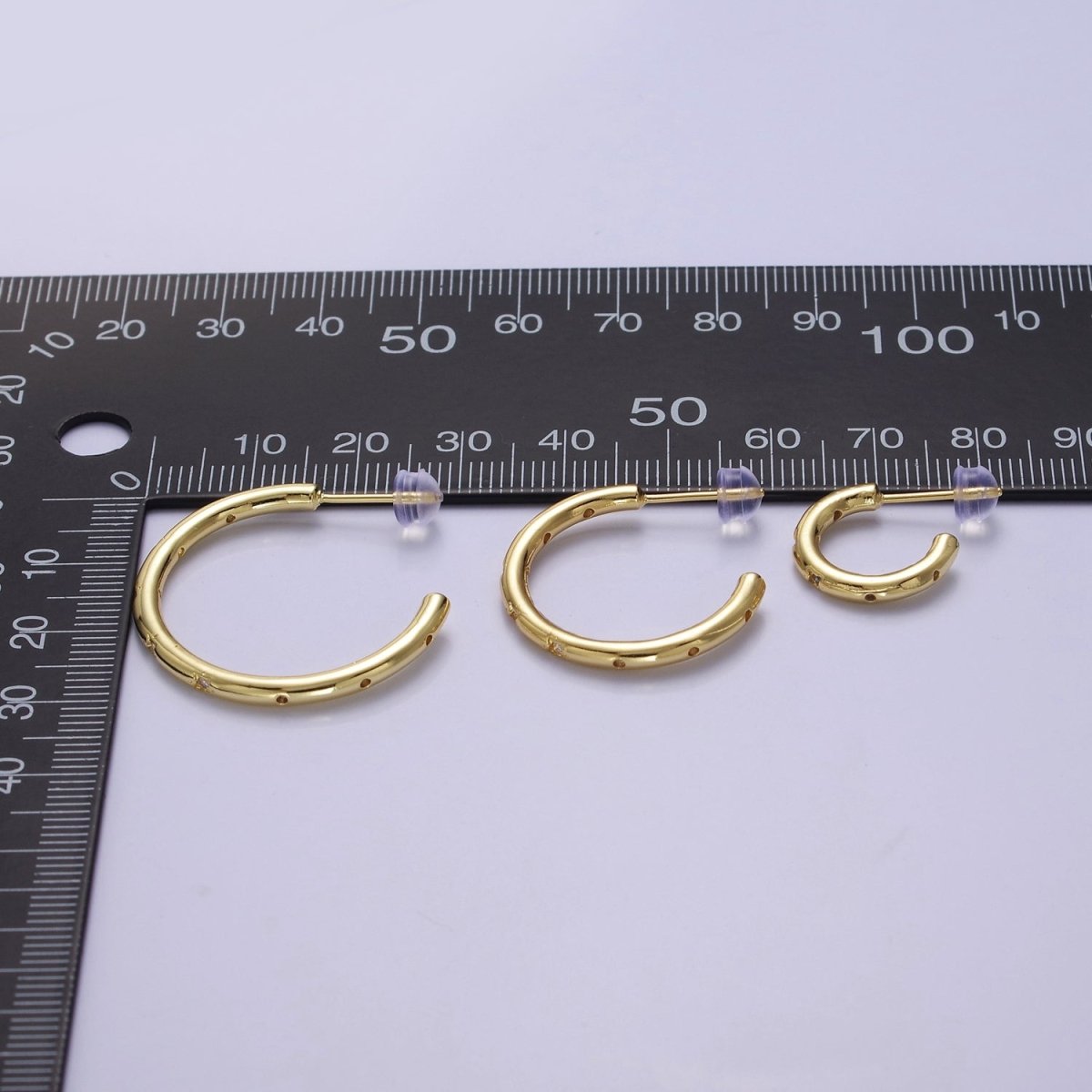 Gold Star Hoop Earring Cz Star Earring Celestial Starburst Everyday Jewelry V-167 V-168 V-169 - DLUXCA