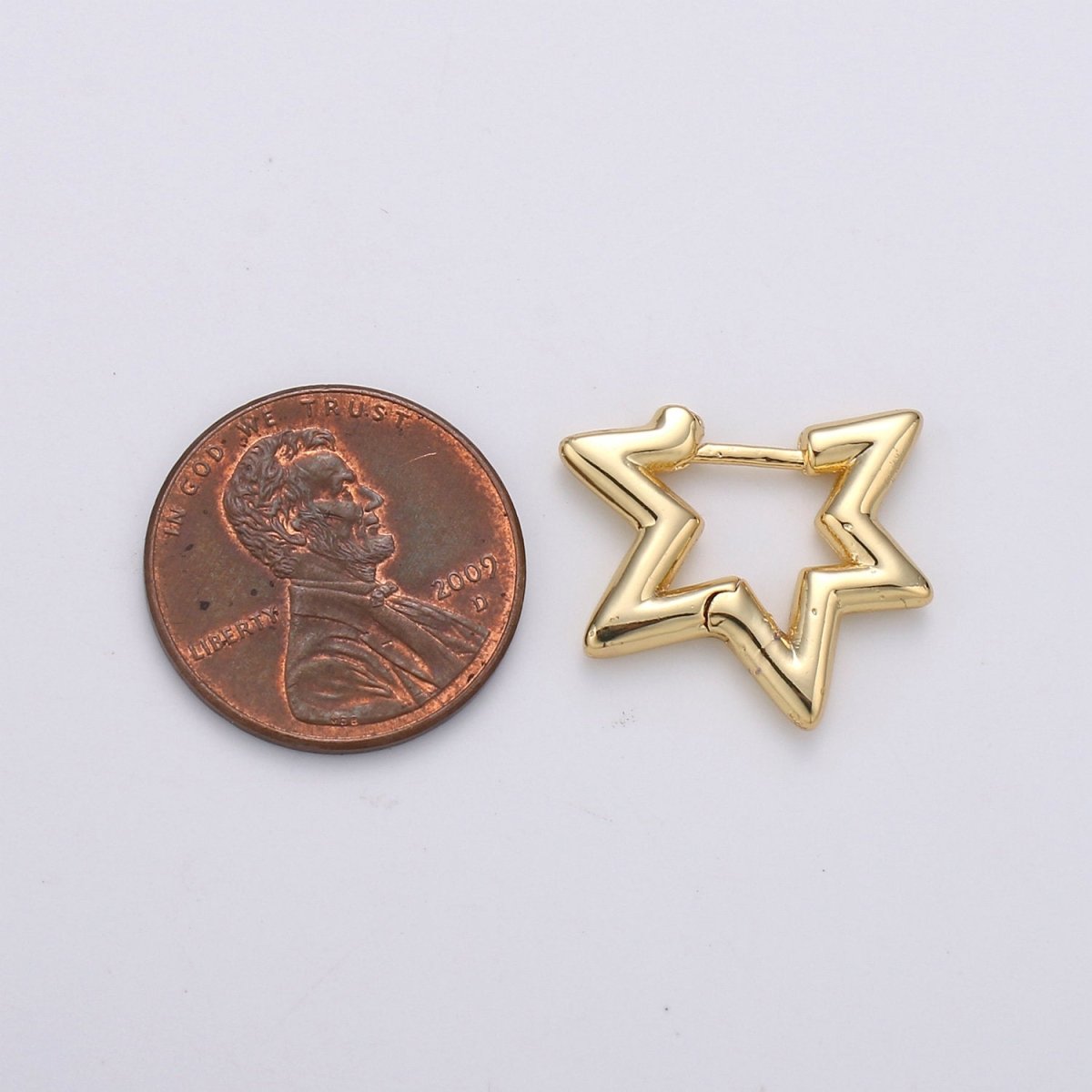 Gold Star Huggie Earring 14k Gold Filled Earring, Statement Earring Rock Star Earring P-039 - DLUXCA