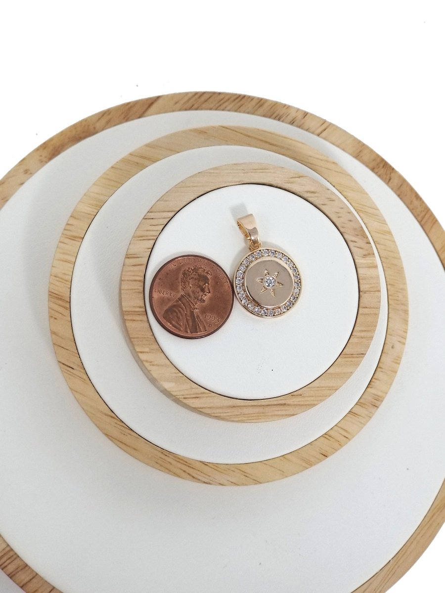 Gold Star, Sun, Dream, Wish, Celestial, Dangle, DIY, Craft, Cubic Zirconia Necklace Pendant Charm Bead Bails Findings for Jewelry Making H-171 - DLUXCA