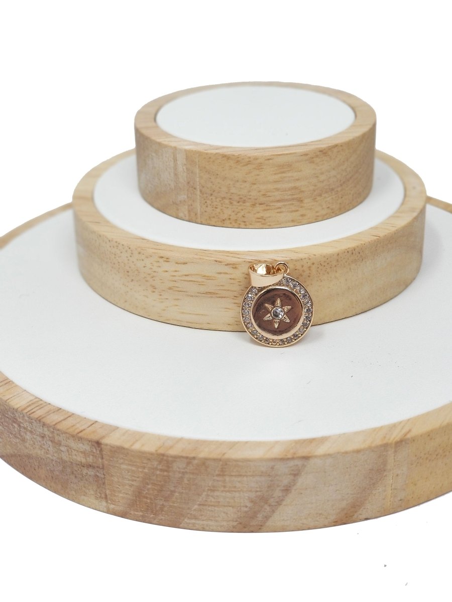 Gold Star, Sun, Dream, Wish, Celestial, Dangle, DIY, Craft, Cubic Zirconia Necklace Pendant Charm Bead Bails Findings for Jewelry Making H-171 - DLUXCA