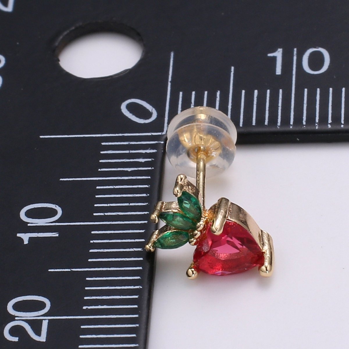 Gold Strawberry Stud Earring, Crystal Berry Studs, Strawberry Fruit Earring, Minimalist Earring, Dainty Earrings for Girls, Gift P-016 - DLUXCA