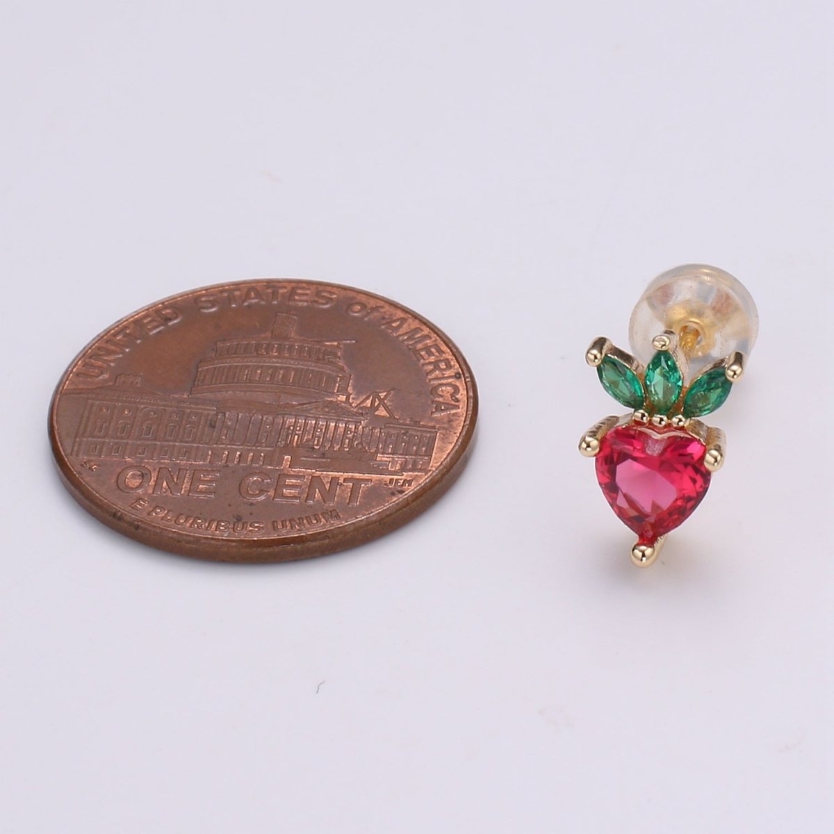 Gold Strawberry Stud Earring, Crystal Berry Studs, Strawberry Fruit Earring, Minimalist Earring, Dainty Earrings for Girls, Gift P-016 - DLUXCA