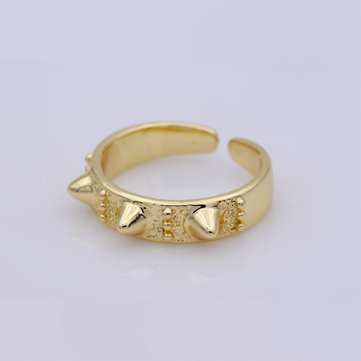 Gold Studed Ring, Minimalist Ring, Gold Ring, Dainty Ring, Ring, Stackable Ring, Midi Ring, Gold Stacking Ring, Gold Spike Adustable Ring R-027 - DLUXCA