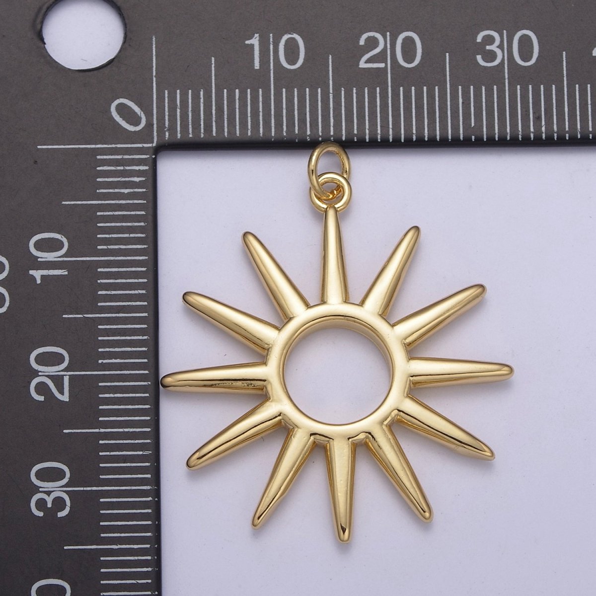 Gold Sun Charm Celestial Pendant C-691 - DLUXCA