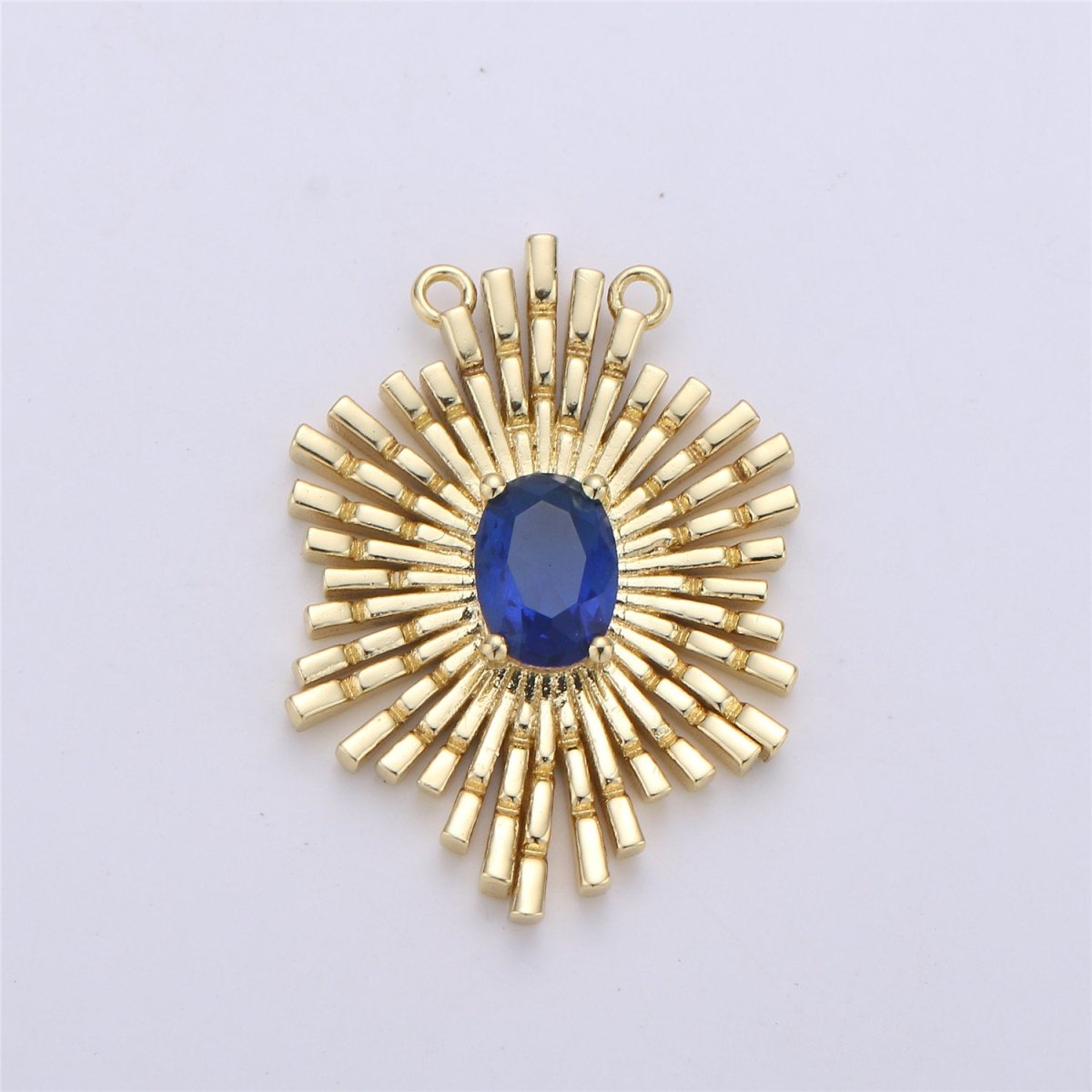 Gold Sunburst Pendant 24k Gold Fill Sun burst Charm Layer Necklace Statement Celestial Sun Jewelry Pendant Boho Ethnic Double bail Charm F-320 - DLUXCA