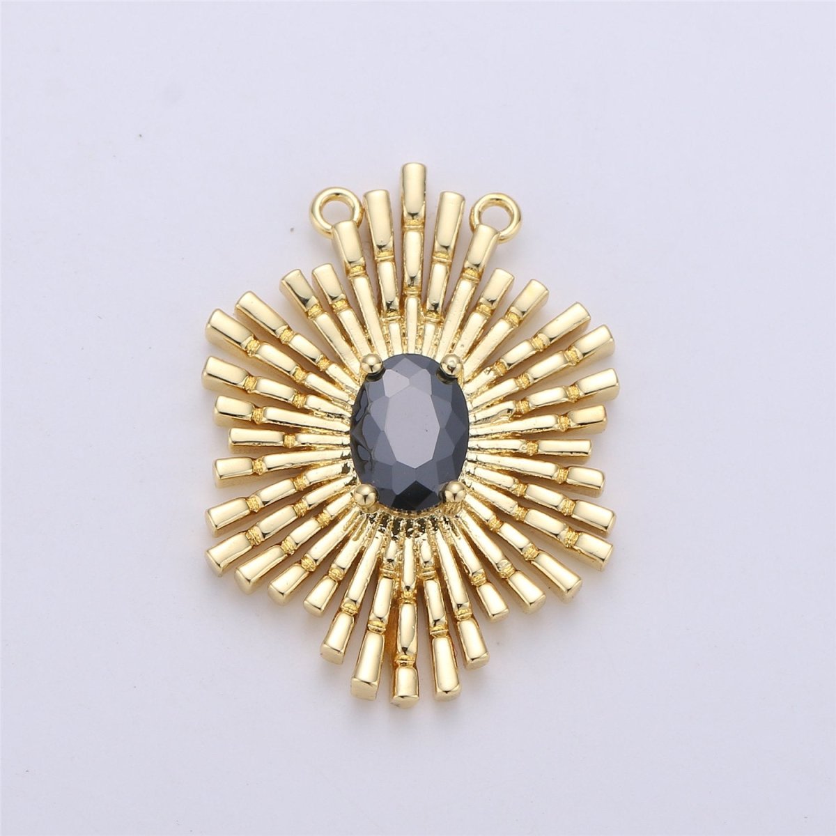 Gold Sunburst Pendant 24k Gold Fill Sun burst Charm Layer Necklace Statement Celestial Sun Jewelry Pendant Boho Ethnic Double bail Charm F-320 - DLUXCA