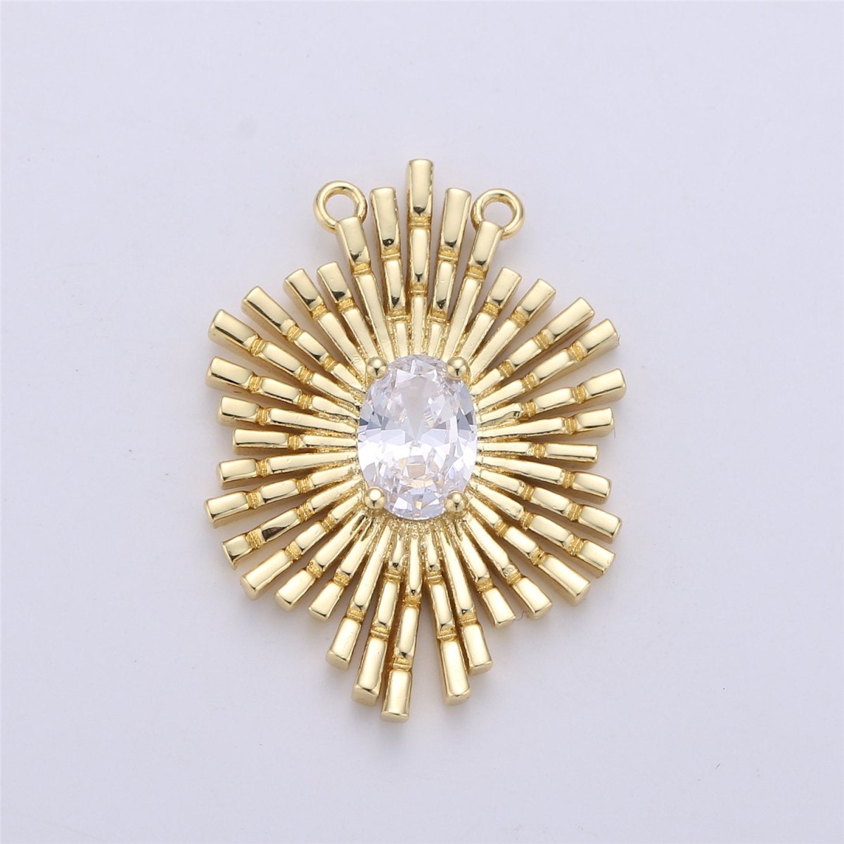 Gold Sunburst Pendant 24k Gold Fill Sun burst Charm Layer Necklace Statement Celestial Sun Jewelry Pendant Boho Ethnic Double bail Charm F-320 - DLUXCA