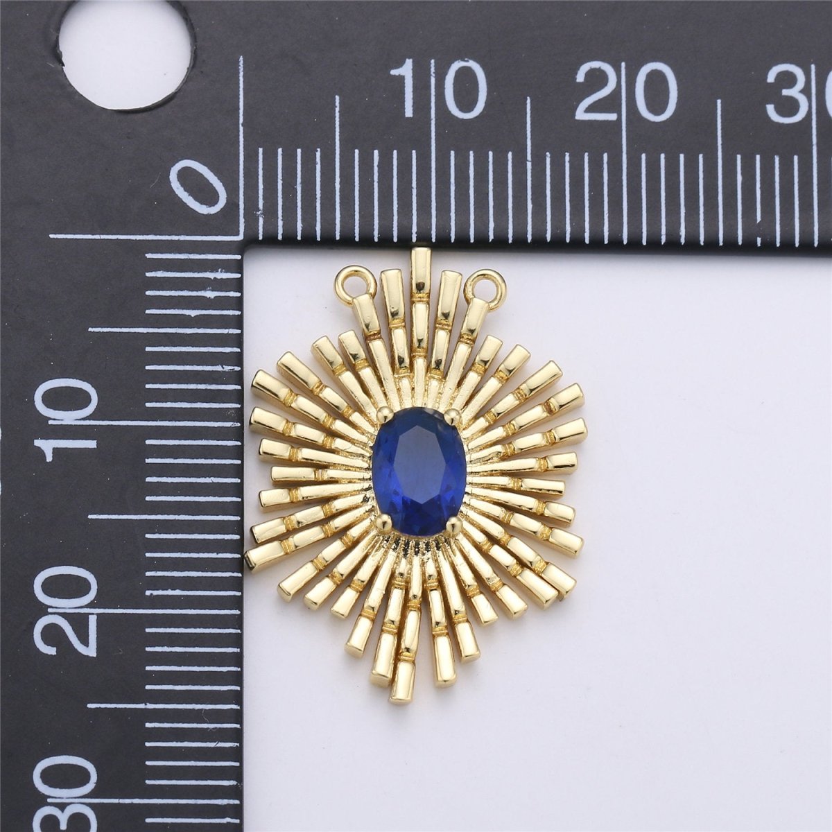 Gold Sunburst Pendant 24k Gold Fill Sun burst Charm Layer Necklace Statement Celestial Sun Jewelry Pendant Boho Ethnic Double bail Charm F-320 - DLUXCA