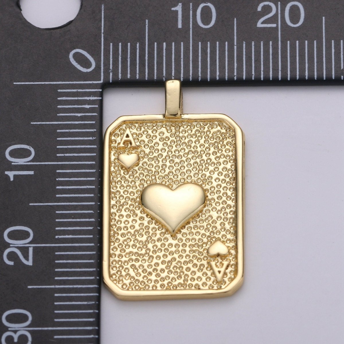 Gold Tag Ace of Spade Charm Gold Filled Medallion, Ace of Heart Pendant Necklace Charm for Vegas Inspired Necklace Supply J-029 J-030 - DLUXCA