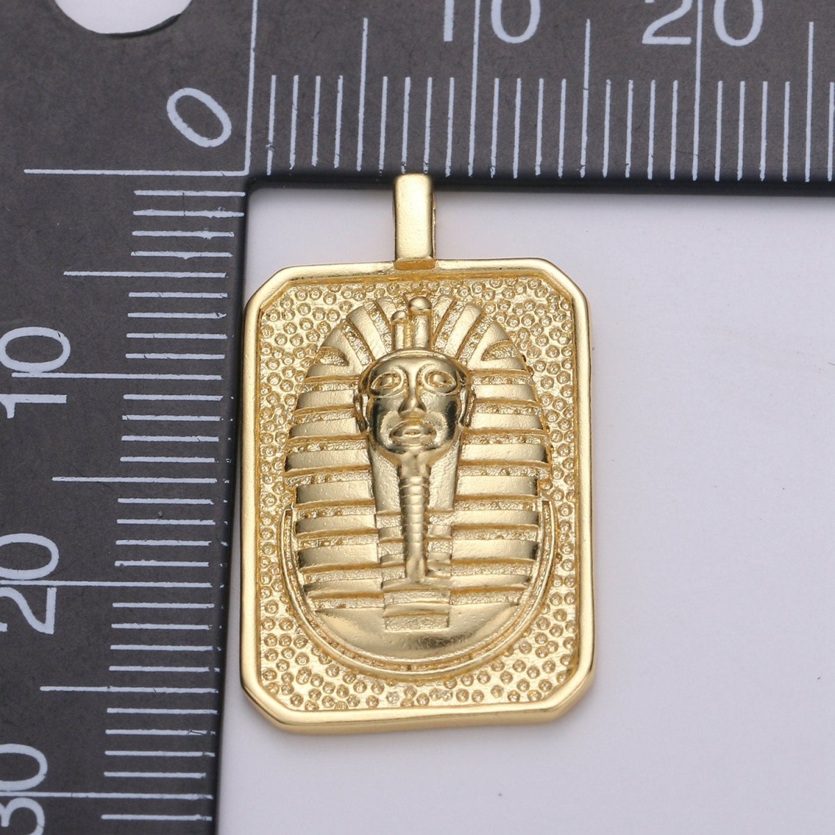 Gold Tag Pharaoh Charm Gold Filled Medallion, Egyptian Mummy Sarcophagus Pendant Necklace Charm for Necklace Component Men Unisex Jewelry J-025 - DLUXCA