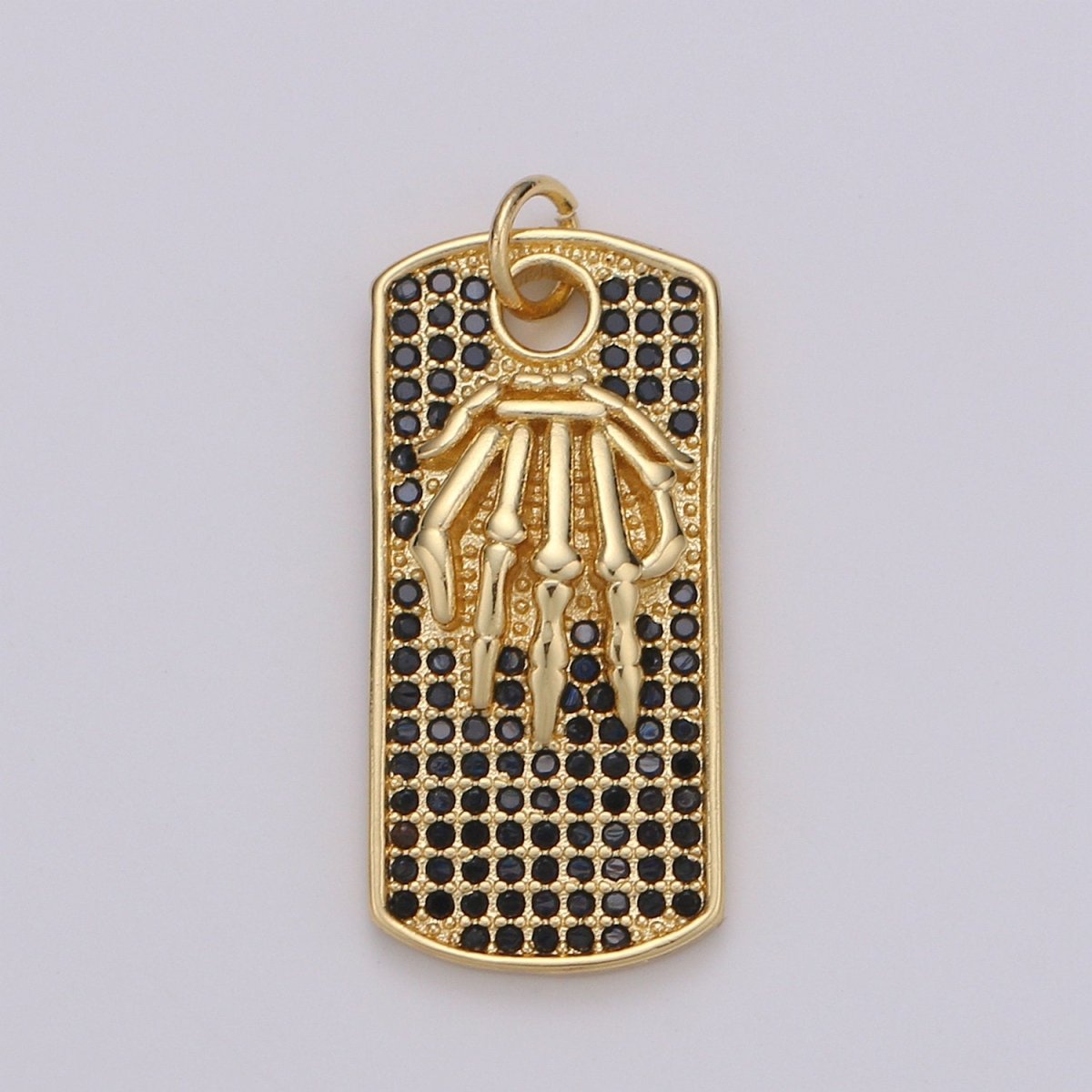 Gold Tag Skeleton Charm Gold Filled Medallion, Skull Bone Pendant Necklace Charm for Halloween Men Gothic Inspired Necklace Supply, D-134 D-135 - DLUXCA