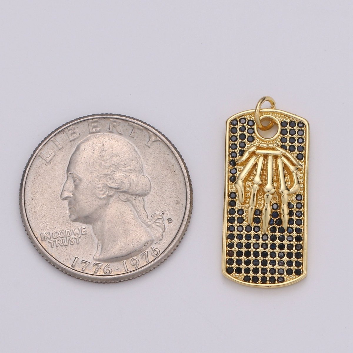 Gold Tag Skeleton Charm Gold Filled Medallion, Skull Bone Pendant Necklace Charm for Halloween Men Gothic Inspired Necklace Supply, D-134 D-135 - DLUXCA