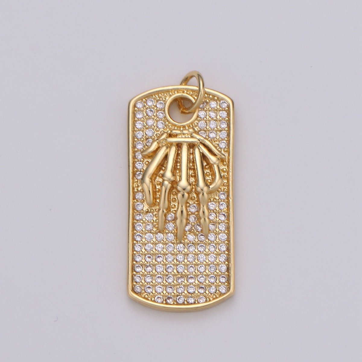 Gold Tag Skeleton Charm Gold Filled Medallion, Skull Bone Pendant Necklace Charm for Halloween Men Gothic Inspired Necklace Supply, D-134 D-135 - DLUXCA