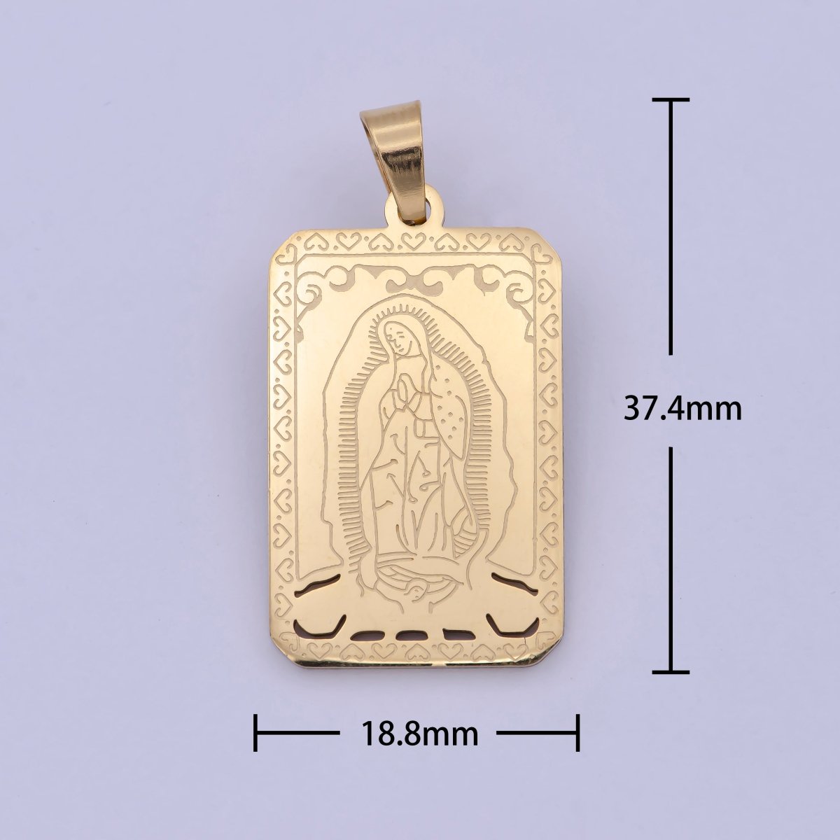 Gold Tag Virgin Mary Charm for Necklace Lady of Guadalupe Pendant for Religious Jewelry Making Supply in Gold Filled J-313 - DLUXCA